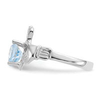 14k White Gold March CZ Birthstone Claddagh Ring-R501