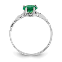14k White Gold May CZ Birthstone Claddagh Ring-R503
