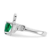 14k White Gold May CZ Birthstone Claddagh Ring-R503