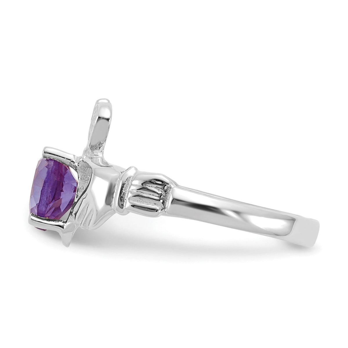 14k White Gold June CZ Birthstone Claddagh Ring-R504