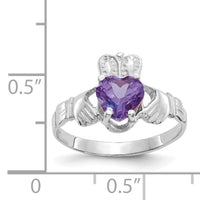 14k White Gold June CZ Birthstone Claddagh Ring-R504