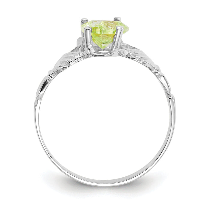 14k White Gold August CZ Birthstone Claddagh Ring-R506