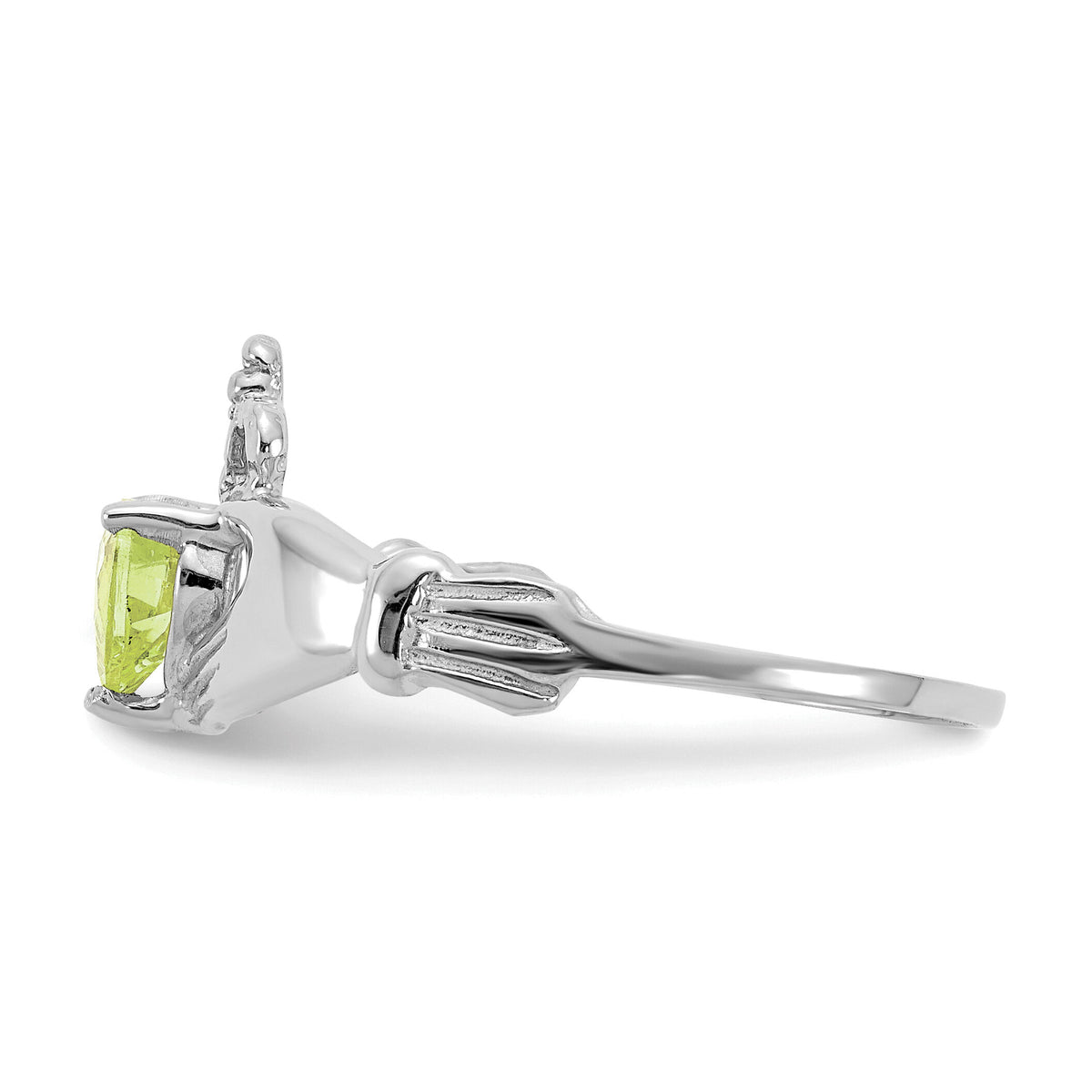14k White Gold August CZ Birthstone Claddagh Ring-R506