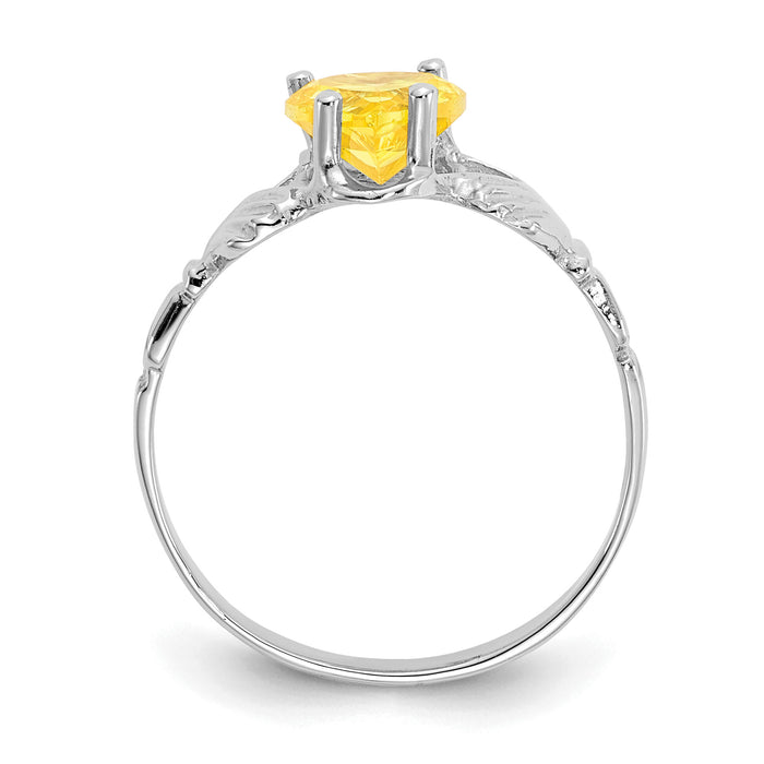 14k White Gold November CZ Birthstone Claddagh Ring-R509