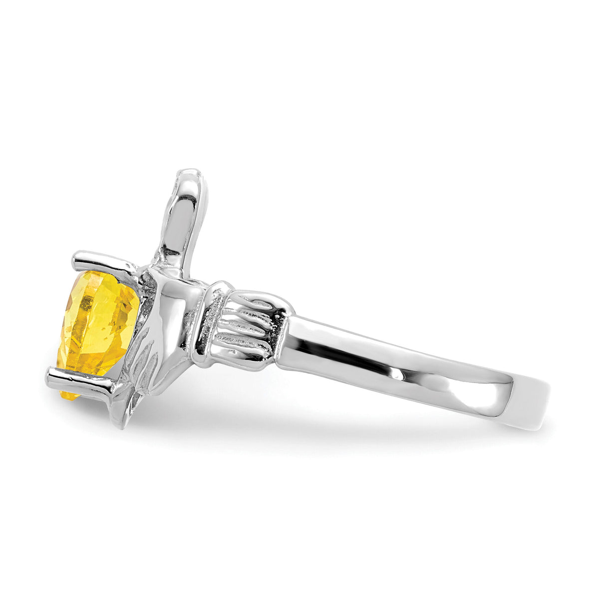 14k White Gold November CZ Birthstone Claddagh Ring-R509