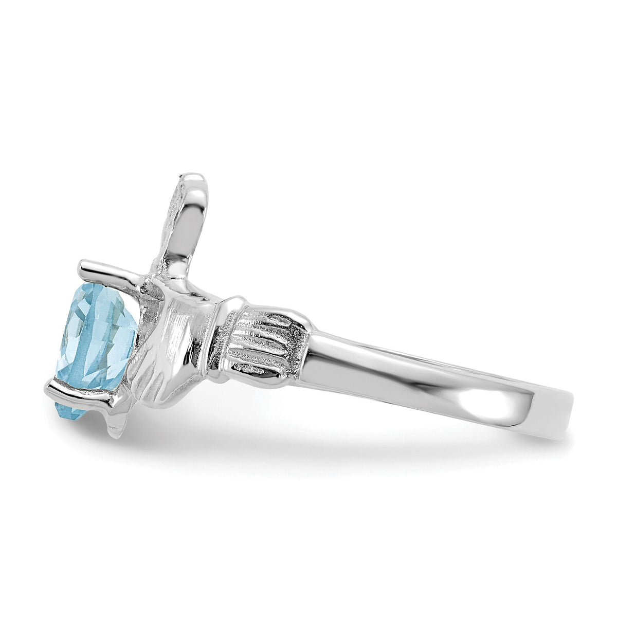 14k White Gold December CZ Birthstone Claddagh Ring-R510