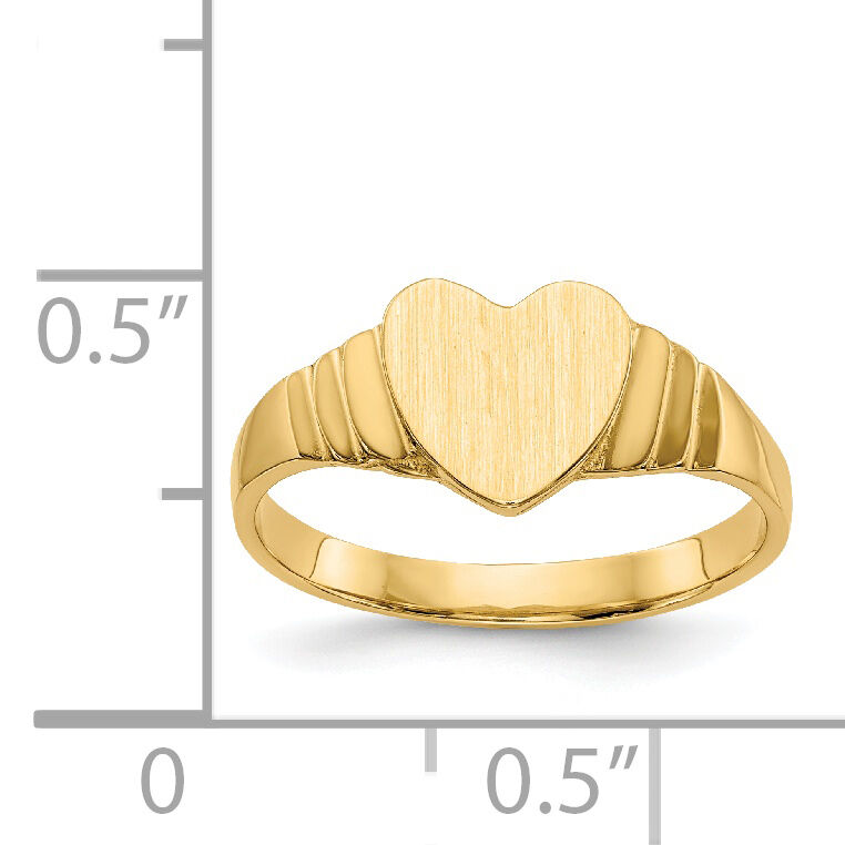 14K Satin Children's Heart Signet Ring-R518