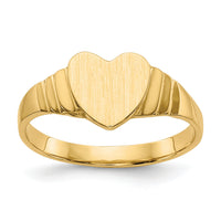 14K Satin Children's Heart Signet Ring-R518
