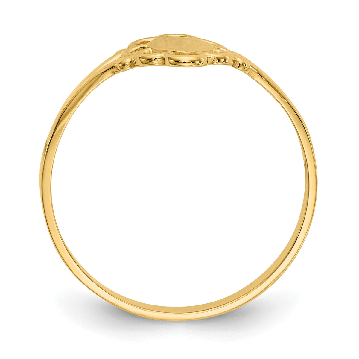 14K Filigree Oval Polished Center Baby Signet Ring-R519