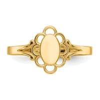 14K Filigree Oval Polished Center Baby Signet Ring-R519