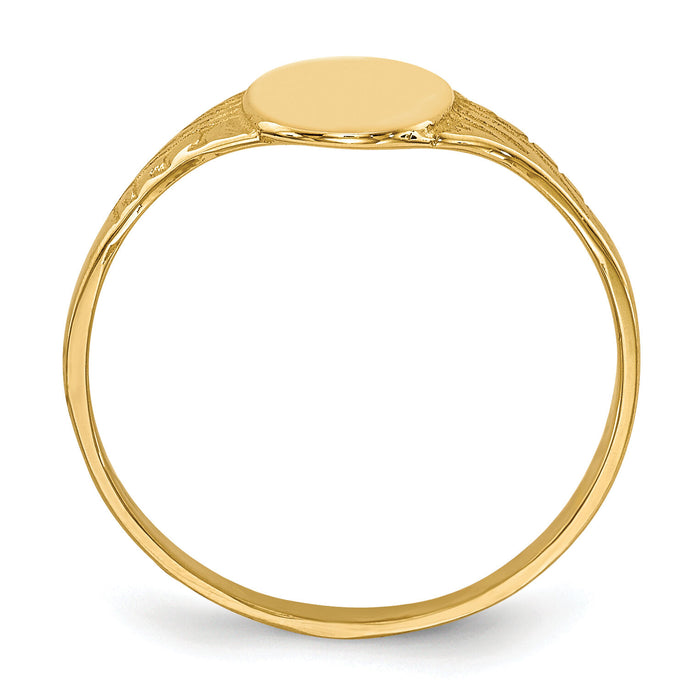 14K Oval Polished Child Signet Ring-R520
