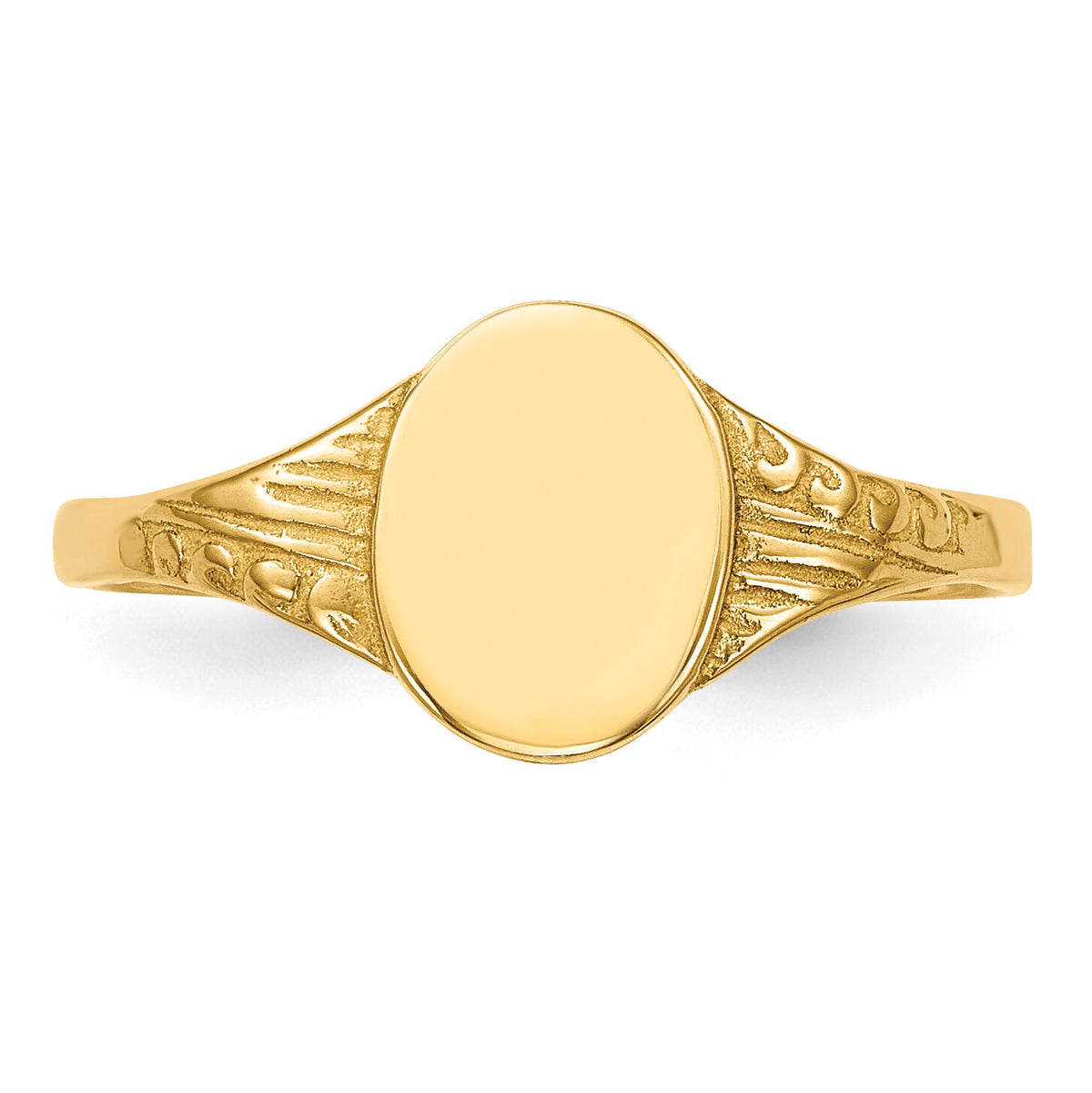 14K Oval Polished Child Signet Ring-R520