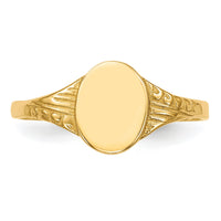 14K Oval Polished Child Signet Ring-R520