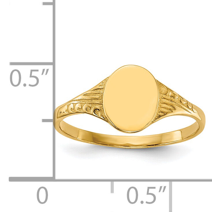 14K Oval Polished Child Signet Ring-R520