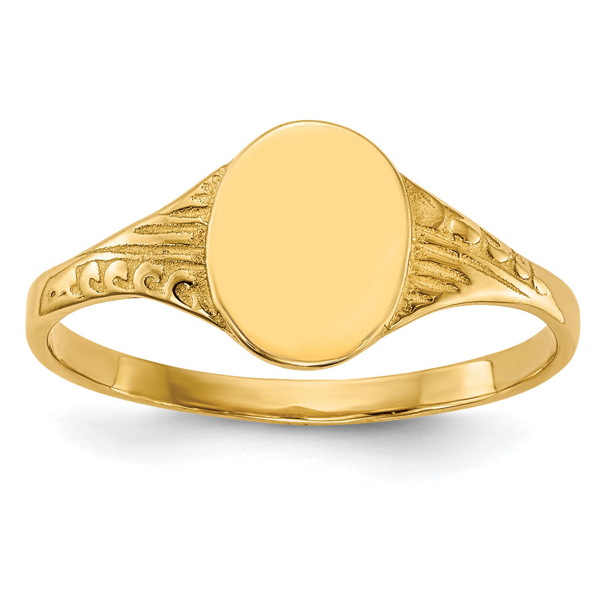 14K Oval Polished Child Signet Ring-R520