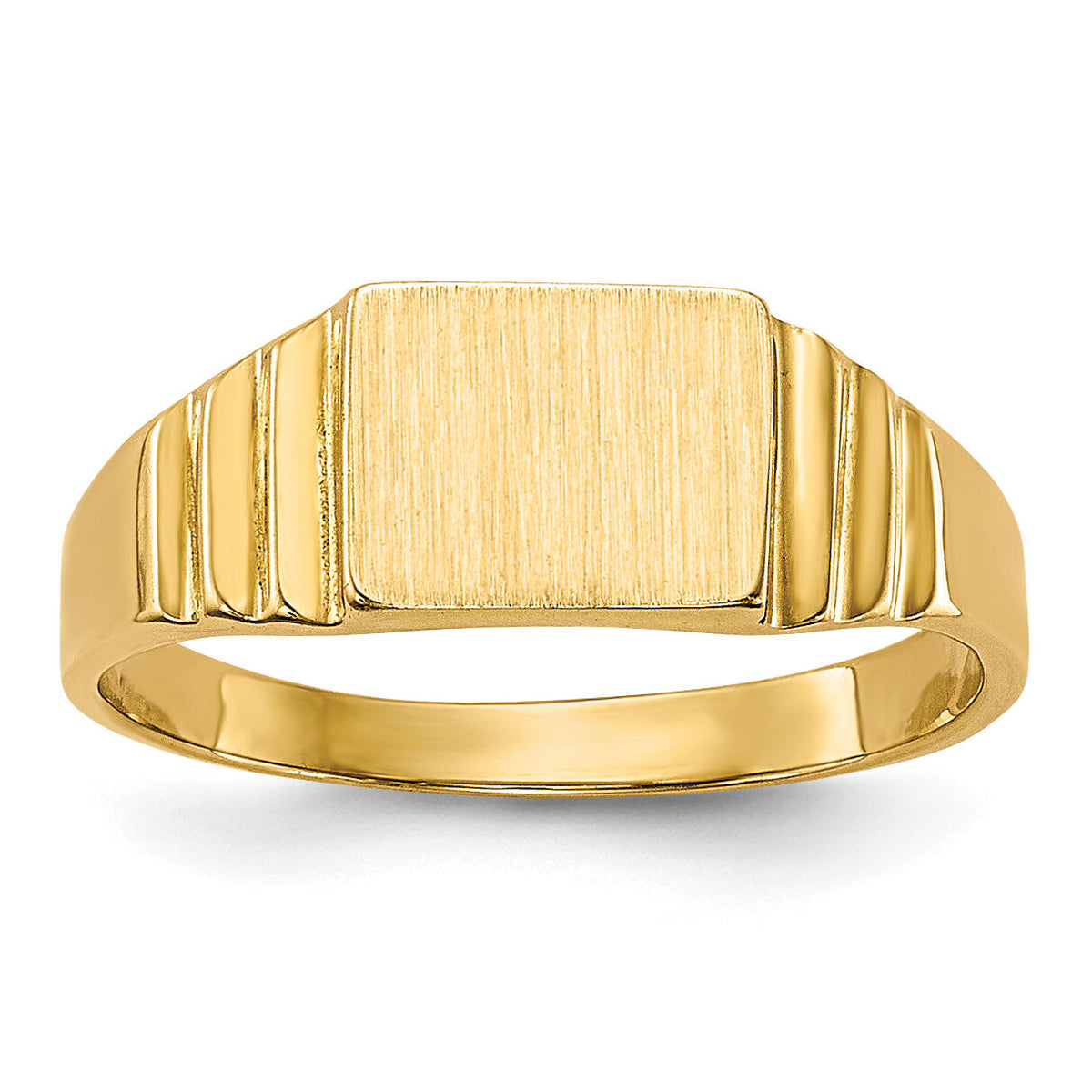 14K Rectangular Satin Baby Signet Ring-R522