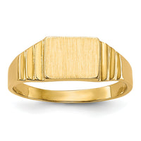 14K Rectangular Satin Baby Signet Ring-R522