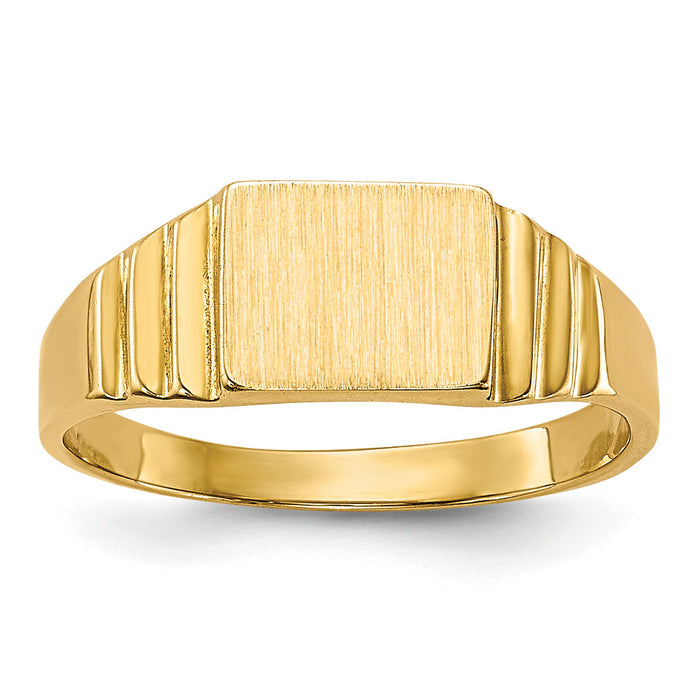 14K Rectangular Satin Baby Signet Ring-R522