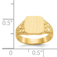 14K Square Polished Baby Signet Ring-R523