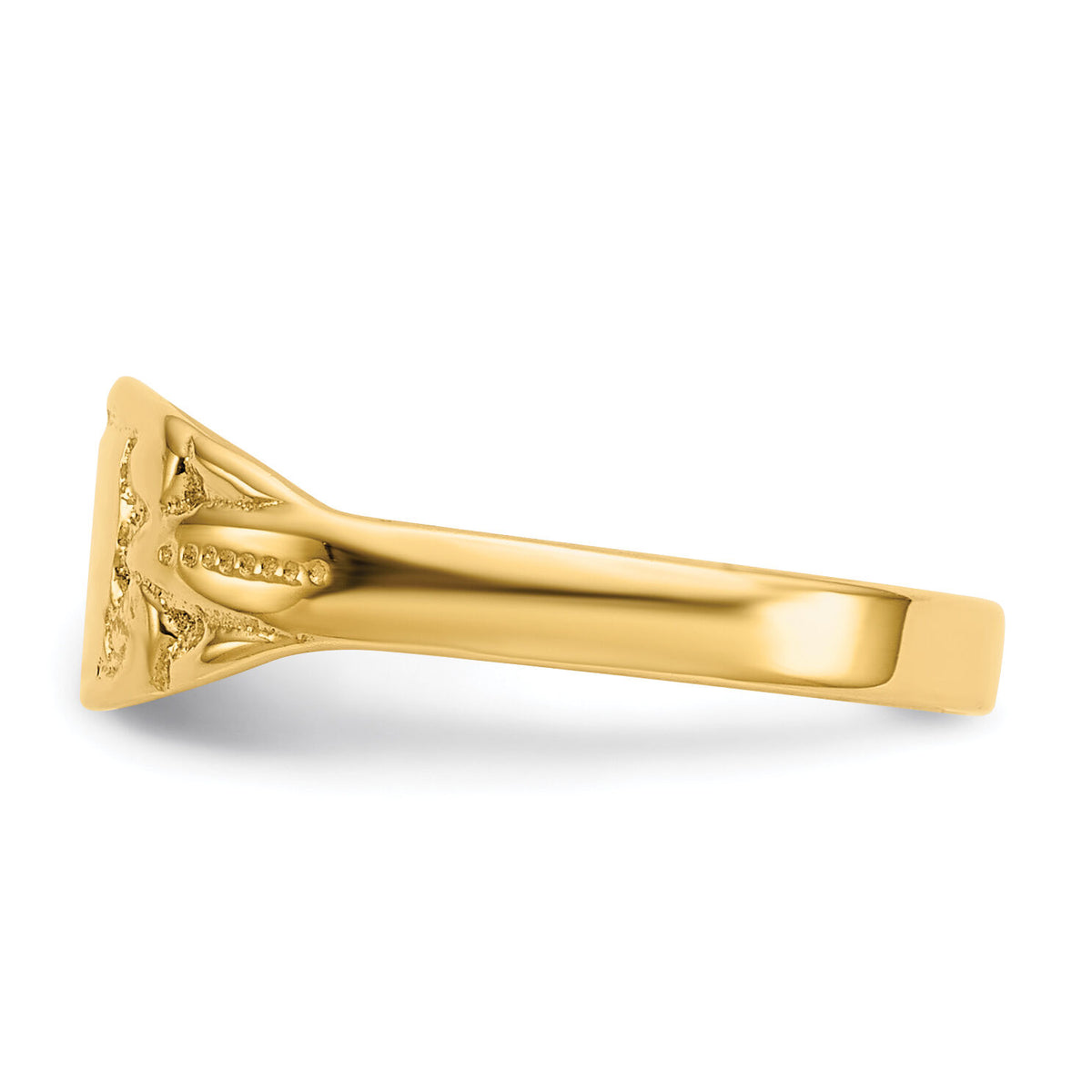 14K Polished Rectangular Baby Signet Ring-R524