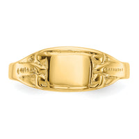 14K Polished Rectangular Baby Signet Ring-R524