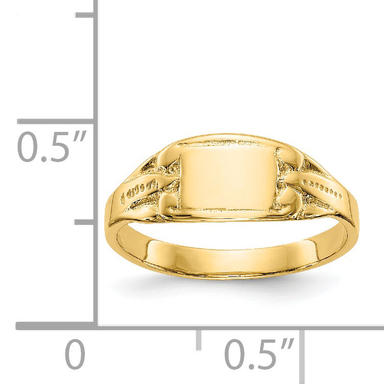 14K Polished Rectangular Baby Signet Ring-R524
