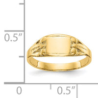 14K Polished Rectangular Baby Signet Ring-R524