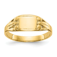 14K Polished Rectangular Baby Signet Ring-R524