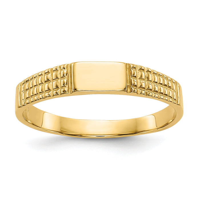 14K Polished Baby Signet Band Ring-R525