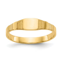 14K Polished Square Baby Signet Ring-R526