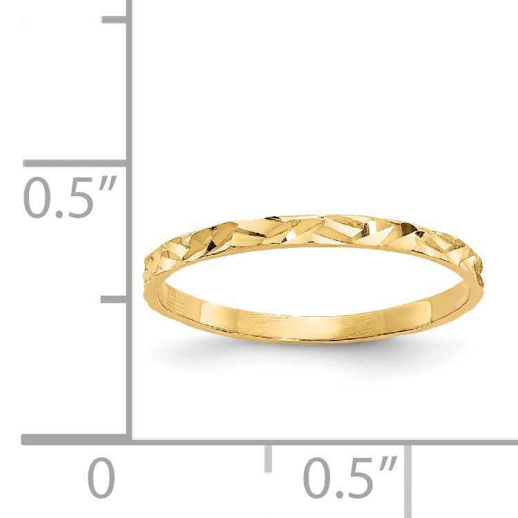 14K Diamond-cut Zig-Zag Design Band Childs Ring-R533