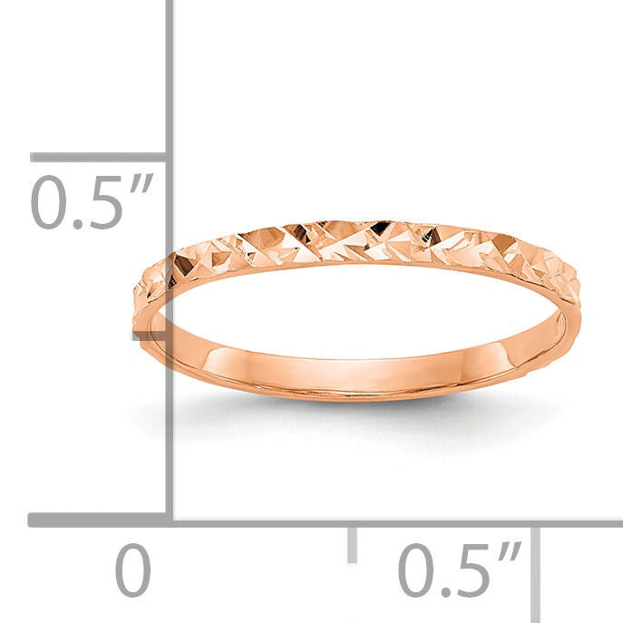 14K Rose Gold Diamond-cut Design Band Childs Ring-R534R