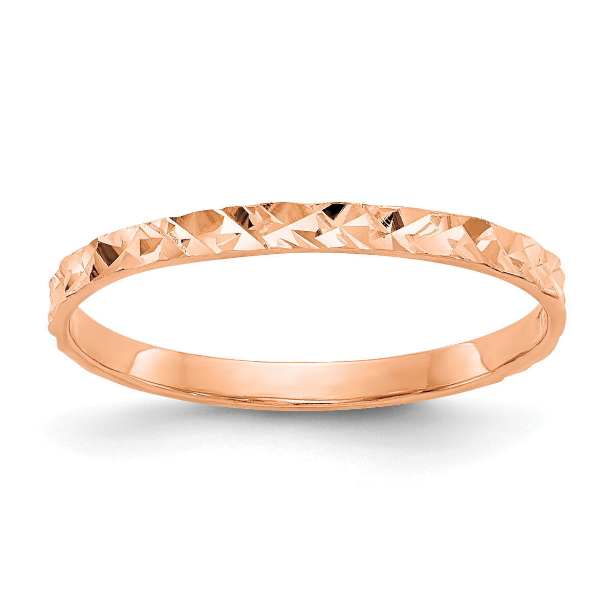 14K Rose Gold Diamond-cut Design Band Childs Ring-R534R