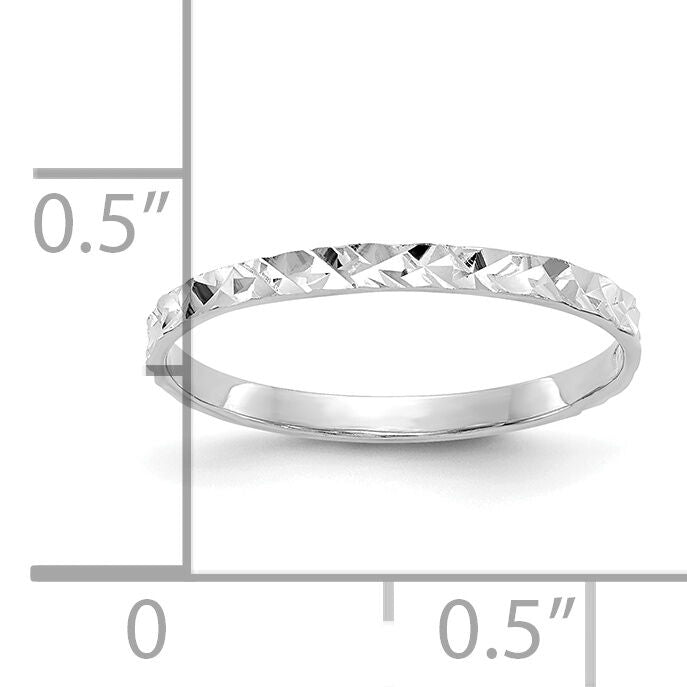 14K White Gold Diamond-cut Design Band Childs Ring-R534W