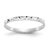 14K White Gold Diamond-cut Design Band Childs Ring-R534W