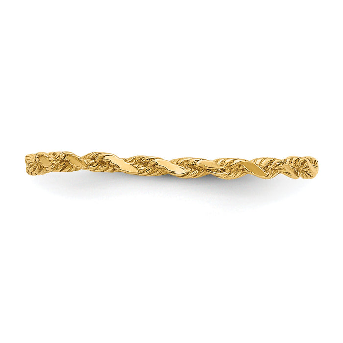 14K Diamond-cut Textured Rope Band Ring-R543