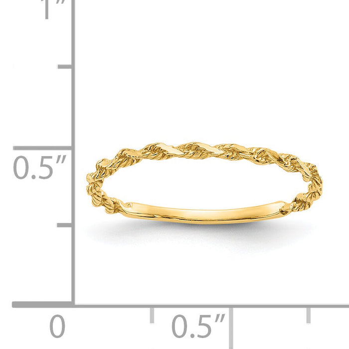 14K Diamond-cut Textured Rope Band Ring-R543