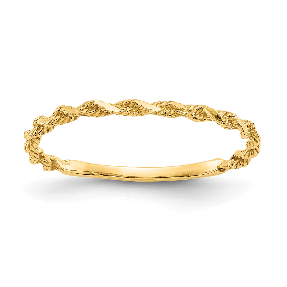 14K Diamond-cut Textured Rope Band Ring-R543