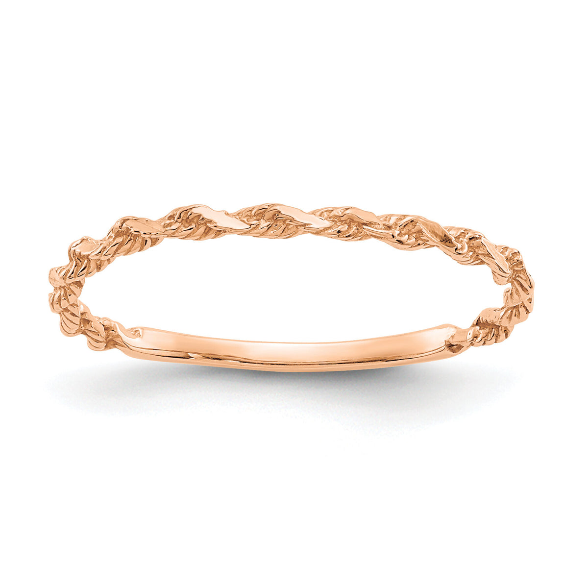 14K Rose Gold Diamond-cut Textured Rope Band Ring-R543R