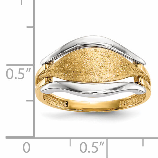 14k Two-tone Polished & Textured Ring-R575