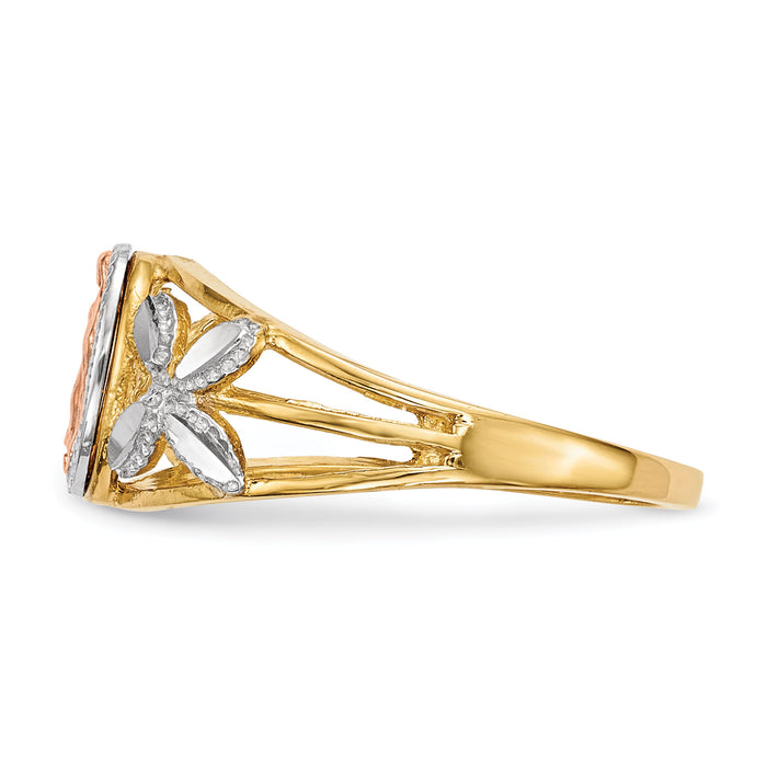 14k Two-tone w/White Rhodium Polished Our Lady of Guadalupe Ring-R577