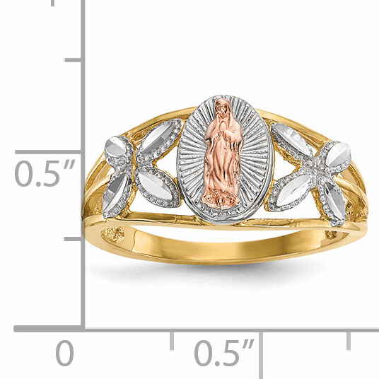 14k Two-tone w/White Rhodium Polished Our Lady of Guadalupe Ring-R577