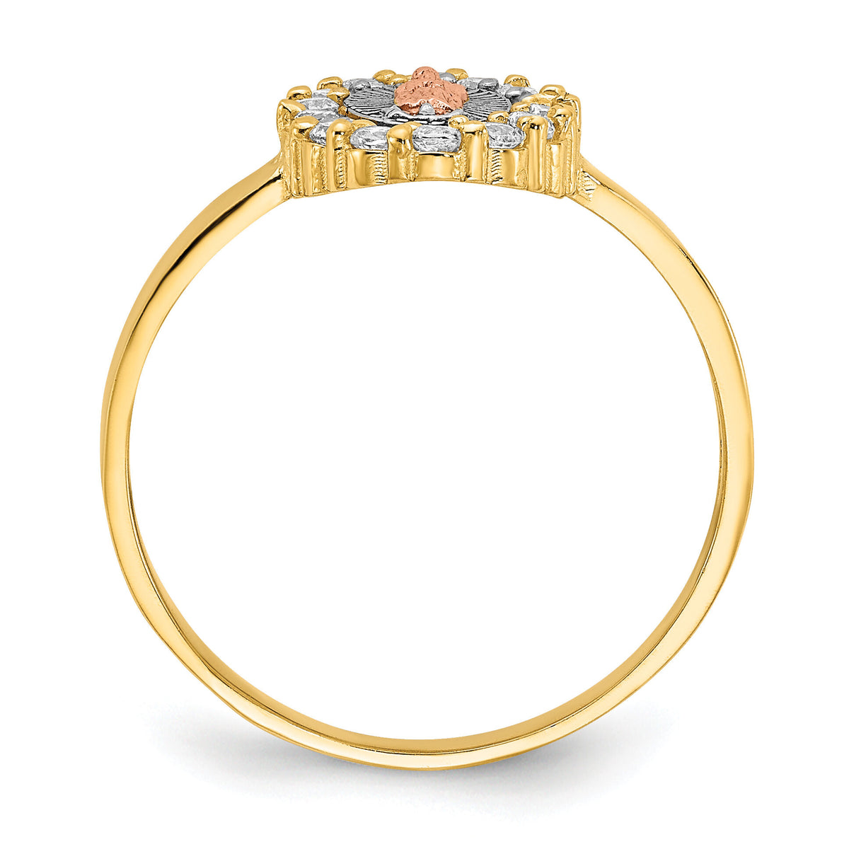 14k Two-tone w/White Rhodium CZ Lady of Guadalupe Ring-R579