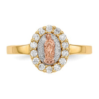 14k Two-tone w/White Rhodium CZ Lady of Guadalupe Ring-R579