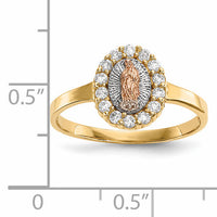 14k Two-tone w/White Rhodium CZ Lady of Guadalupe Ring-R579