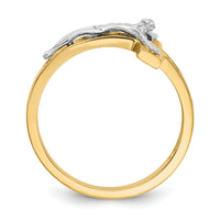 14k Two-tone Polished Crucifix Ring-R581