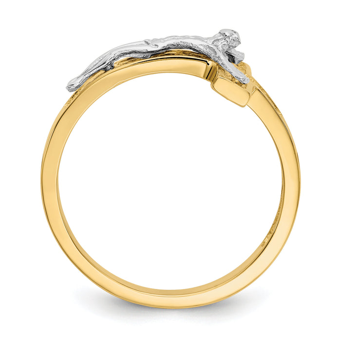 14k Two-tone Polished Crucifix Ring-R581