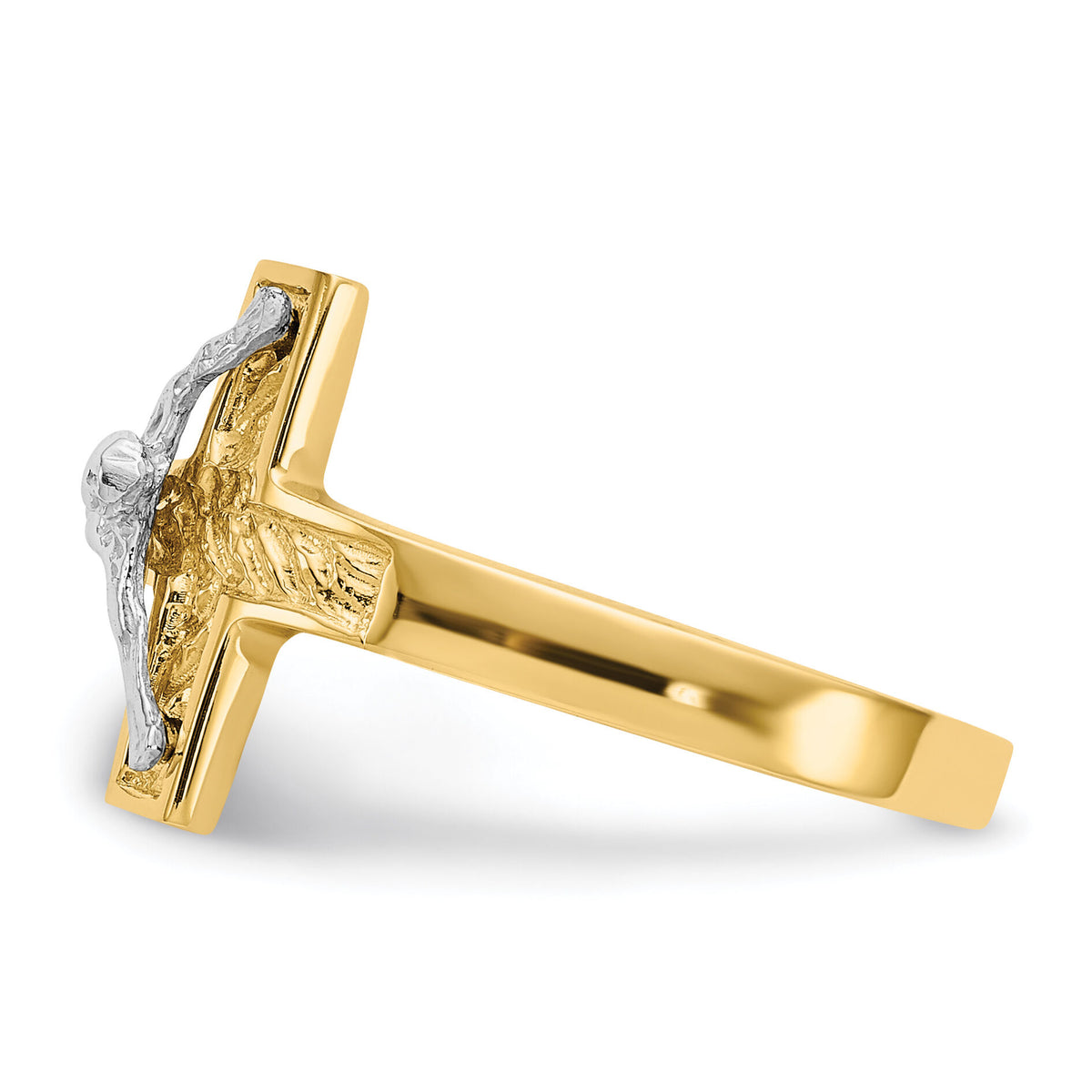 14k Two-tone Polished Crucifix Ring-R581