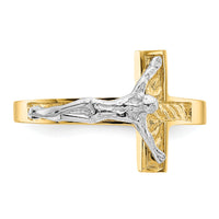 14k Two-tone Polished Crucifix Ring-R581