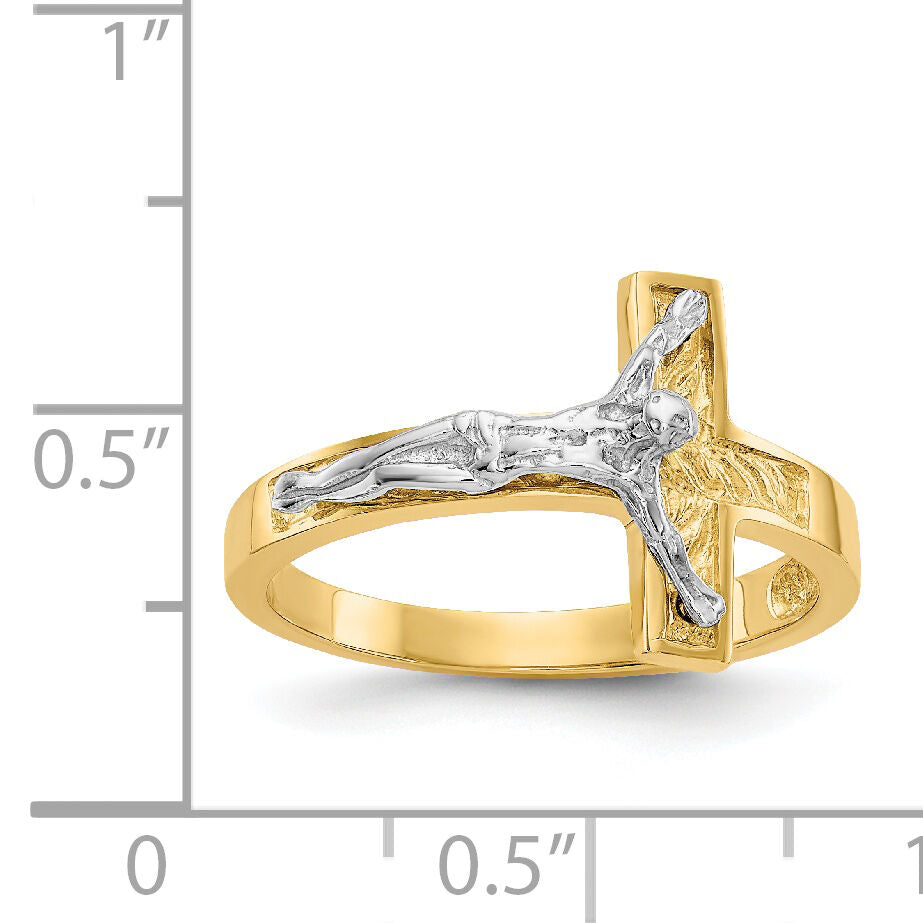 14k Two-tone Polished Crucifix Ring-R581